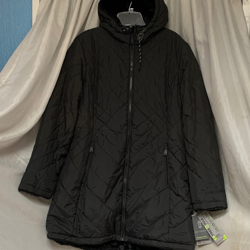Free Country Women's Black Hooded Puffer Jacket